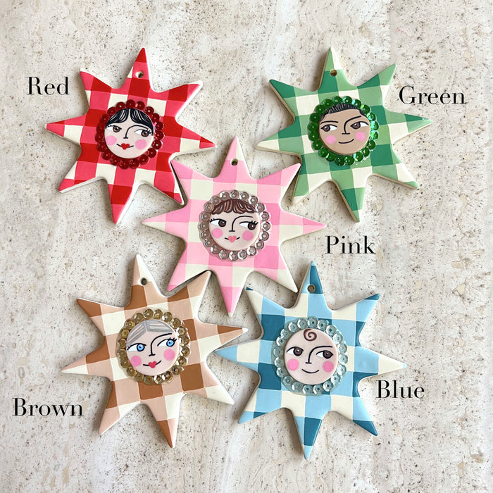 Plaid Ornament w. Sequin Frame