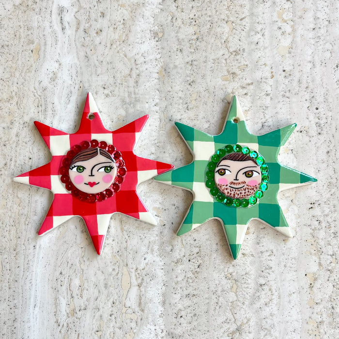 Plaid Ornament w. Sequin Frame