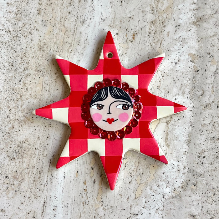 Plaid Ornament w. Sequin Frame